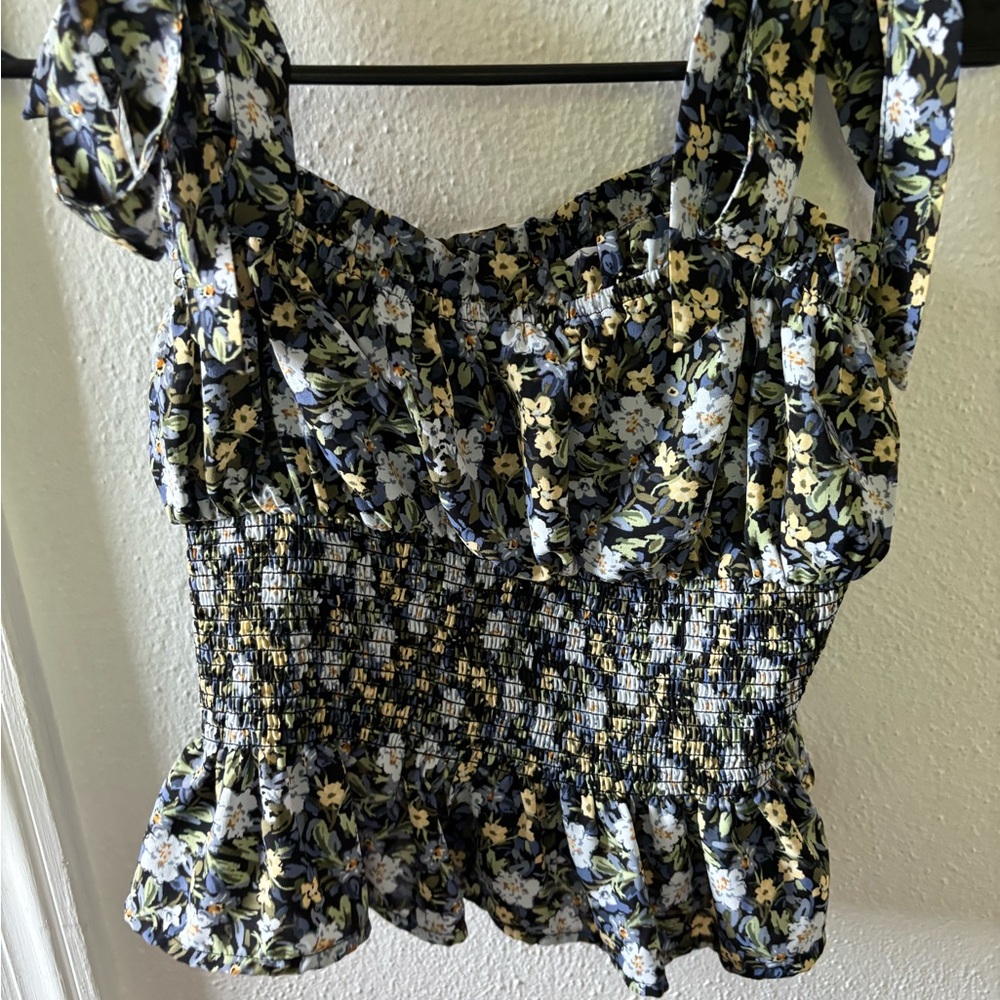 Floral black top